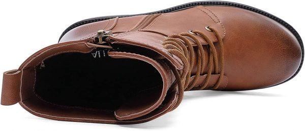 COMBAT BOOTS - TAN - Mid Calf Lace up Round Toe Military Combat Boots SIZE: 9 - Image 5