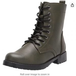 COMBAT BOOTS - OLIVE GREEN - Mid Calf Lace-Up Combat Boot SIZE: 10