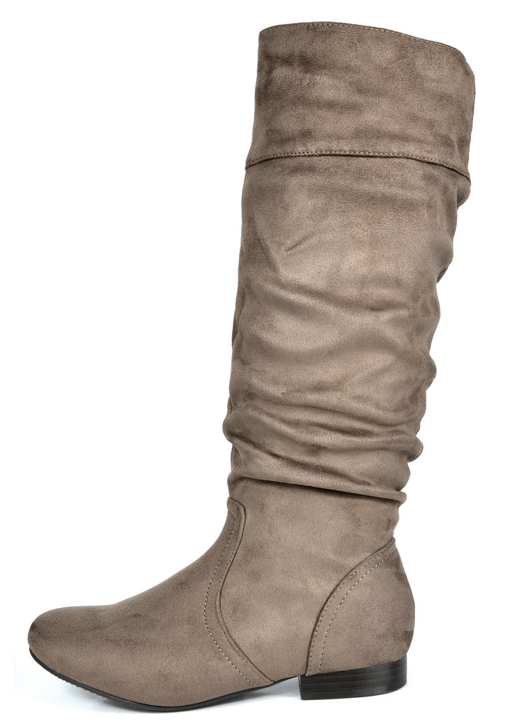 KNEE HIGH BOOTS - TAUPE - SUEDE Women’s Wide Calf Knee High Boots SIZE: 12 - Image 4