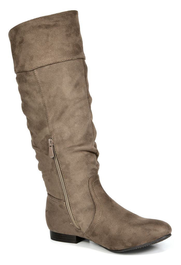 KNEE HIGH BOOTS - TAUPE - SUEDE Women’s Wide Calf Knee High Boots SIZE: 12 - Image 3