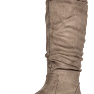 KNEE HIGH BOOTS - TAUPE - SUEDE Women’s Wide Calf Knee High Boots SIZE: 12