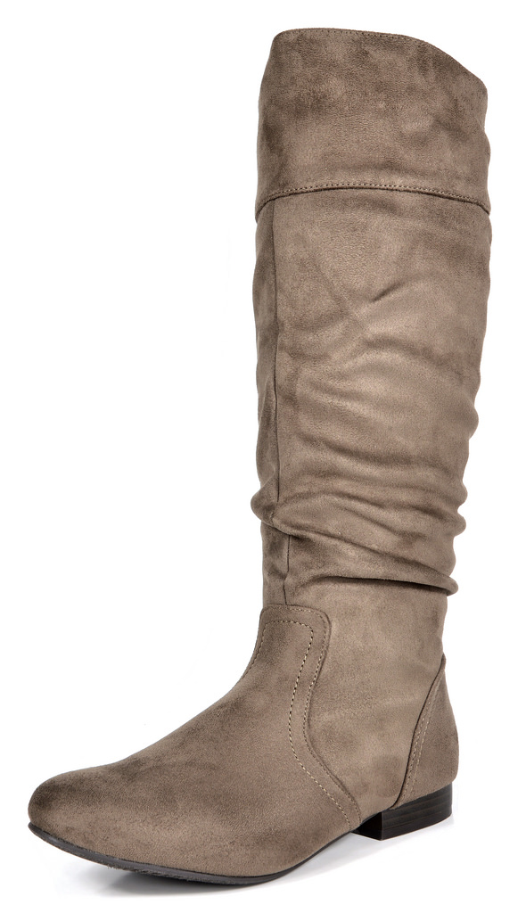 KNEE HIGH BOOTS - TAUPE - SUEDE Women’s Wide Calf Knee High Boots SIZE: 12