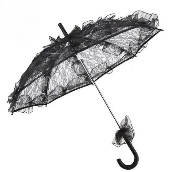 Vintage BLACK Color Lace Umbrella Parasol 55CM