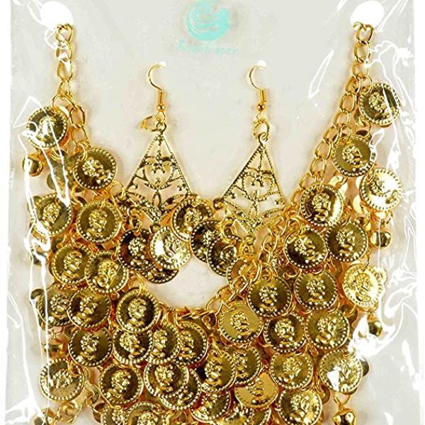 Belly Dance Accessories Gold Coins Necklace & Earring Set