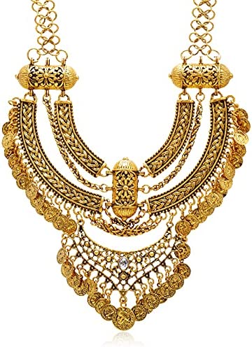 Necklace Set - Bohemian Vintage Chunky Tassel Coin Bib Statement Necklace + Earring Set - Image 4