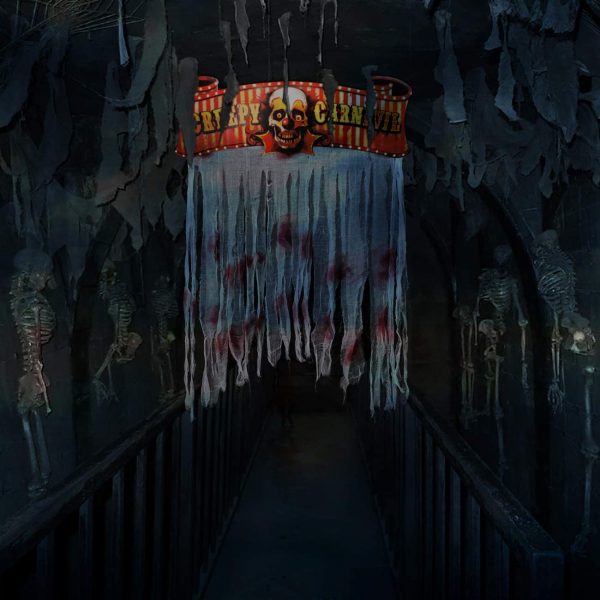 HALLOWEEN DECORATION – Creepy Carnival Door Curtain Decoration, 54 x 38 in