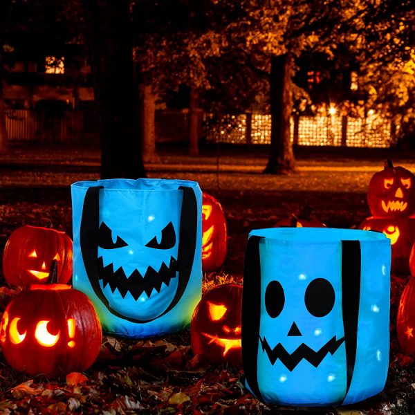 HALLOWEEN TREAT BAGS – LED Light Halloween BLUE Candy Bags (sold single)