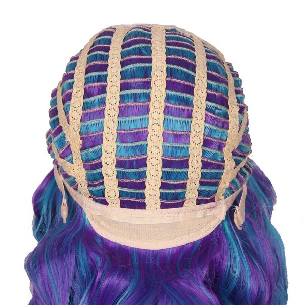 Long Curly Cosplay Wig with 2 Ponytails(Blue/Purple) - Image 4