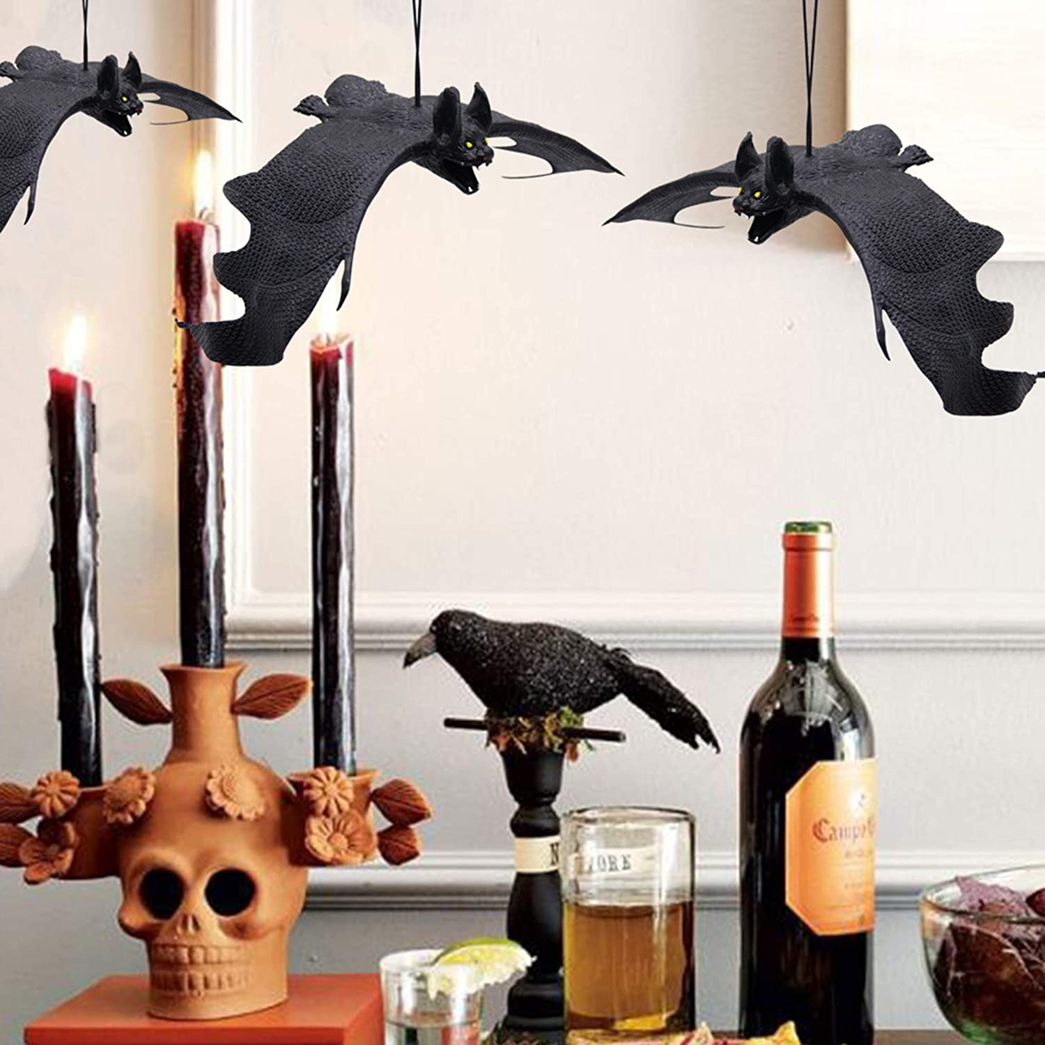 HALLOWEEN DECORATION - 11inch Halloween Hanging Rubber Bat - Image 2
