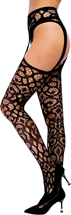 Fishnet Suspender Garter Stockings - BLACK #4, #8 - Image 2