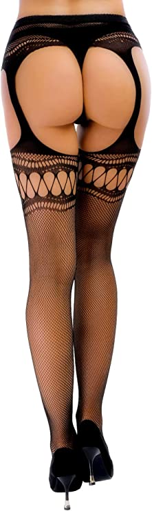 Fishnet Suspender Stockings - BLACK #7 - Image 2