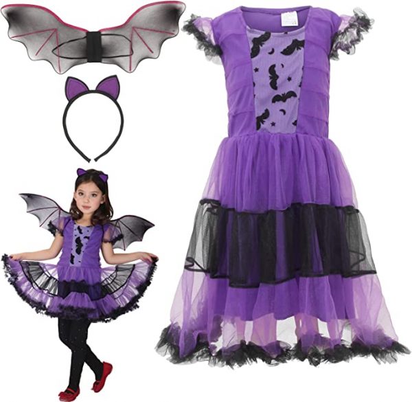 HALLOWEEN - Girls Bat Vampire Costume SIZE: 7-9 - Image 3