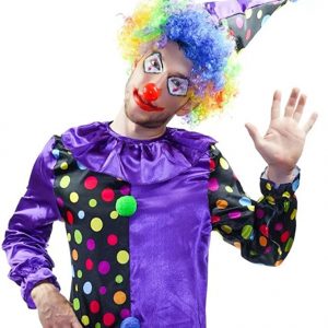 HALLOWEEN - MEN Purple Polka dot Jolly Circus Clown Costume One Size