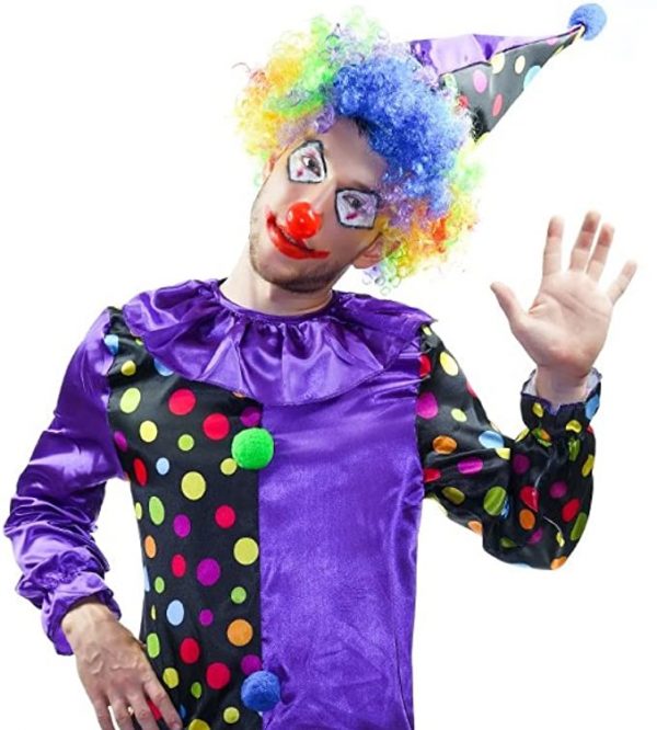 HALLOWEEN - MEN Purple Polka dot Jolly Circus Clown Costume One Size