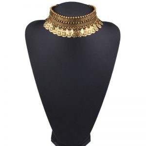 CHOKER - Women Vintage Boho African Tibetan Coin Tassel Choker