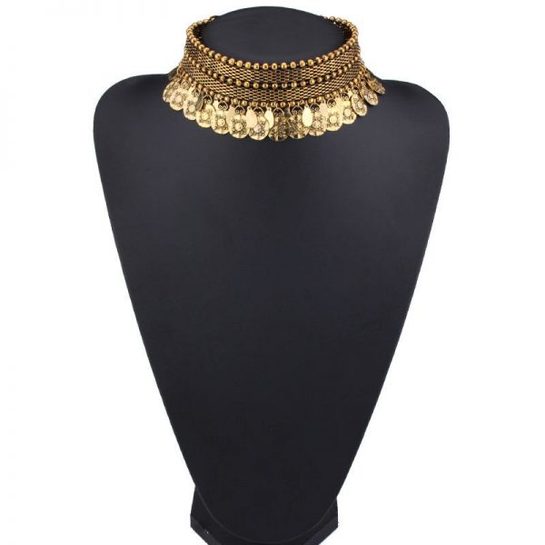 CHOKER - Women Vintage Boho African Tibetan Coin Tassel Choker