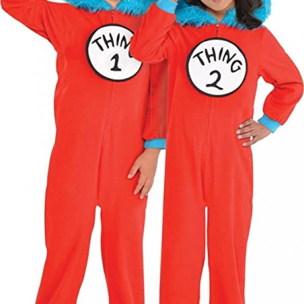 HALLOWEEN – Dr. Seuss Thing 1 Thing 2 One Piece Halloween Costume for Kids SIZE MEDIUM(8-10)