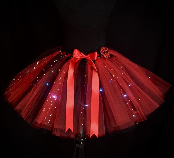 CUSTOM MADE Child tutu – TODDLER LIGHT UP RED/BLACK Sparkle tutu Fits 3-4YRS - Image 3