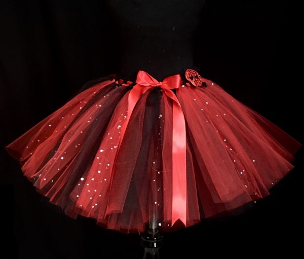 CUSTOM MADE Child tutu – TODDLER LIGHT UP RED/BLACK Sparkle tutu Fits 3-4YRS - Image 2
