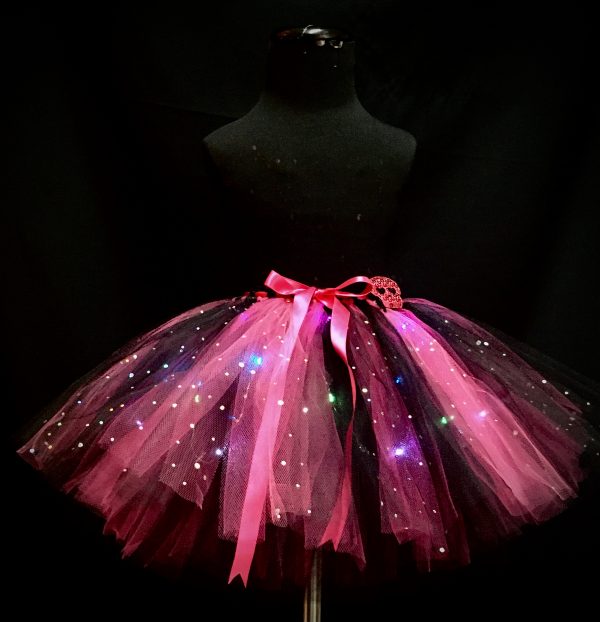 CUSTOM MADE Child tutu – TODDLER LIGHT UP Pink/Black Sparkle tutu Fits 3-4YRS - Image 4