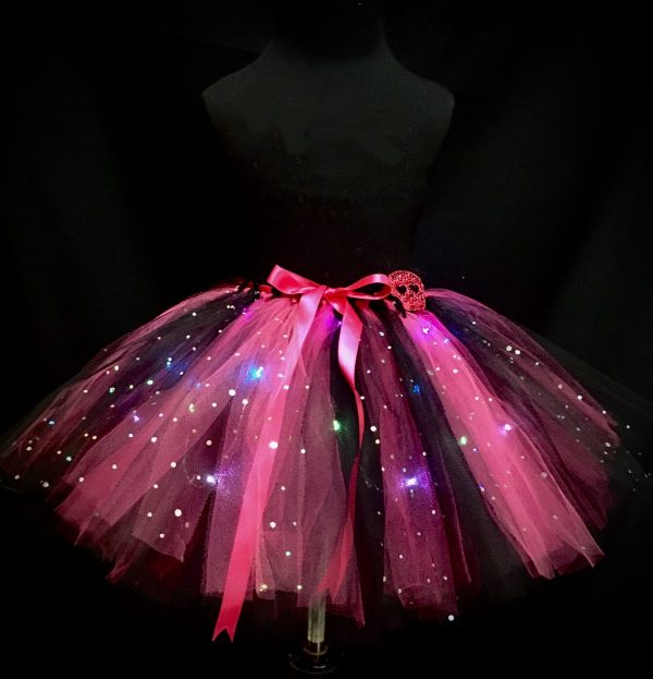 CUSTOM MADE Child tutu – TODDLER LIGHT UP Pink/Black Sparkle tutu Fits 3-4YRS - Image 3