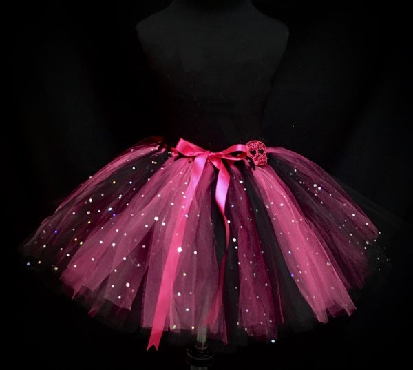 CUSTOM MADE Child tutu – TODDLER LIGHT UP Pink/Black Sparkle tutu Fits 3-4YRS - Image 5