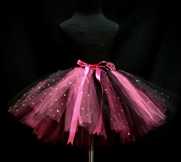 CUSTOM MADE Child tutu – TODDLER LIGHT UP Pink/Black Sparkle tutu Fits 3-4YRS - Image 6
