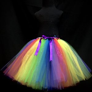 CUSTOM MADE Child tutu – Girls Rainbow Sparkling knee length fluffy tutu 4-6yrs