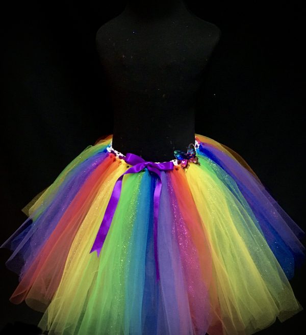 CUSTOM MADE Child tutu – Girls Rainbow Sparkling knee length fluffy tutu 4-6yrs - Image 3