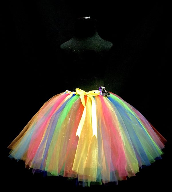 CUSTOM MADE Child tutu – Girls COLORFUL RAINBOW Sparkling knee length fluffy tutu 4-6yrs