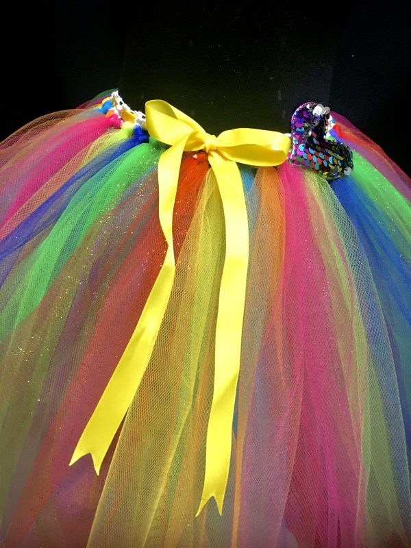 CUSTOM MADE Child tutu – Girls COLORFUL RAINBOW Sparkling knee length fluffy tutu 4-6yrs - Image 2