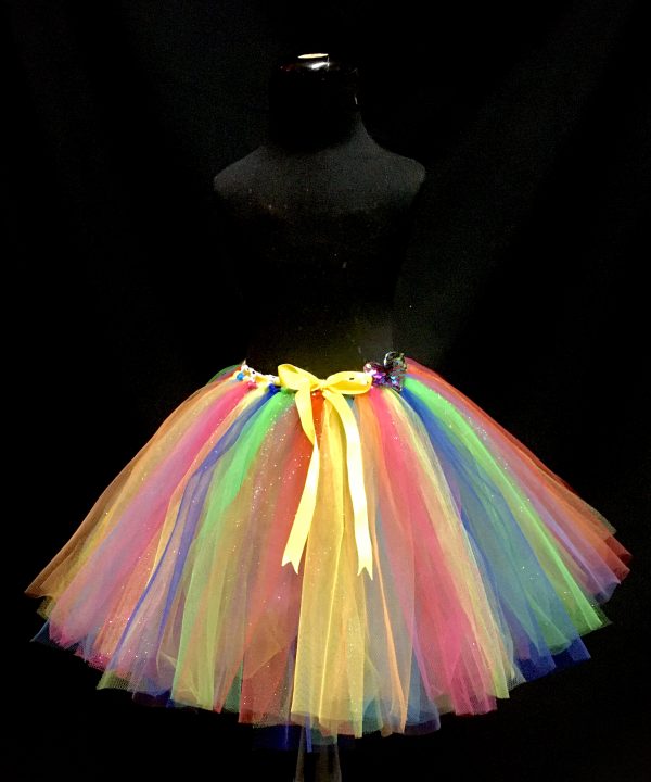 CUSTOM MADE Child tutu – Girls COLORFUL RAINBOW Sparkling knee length fluffy tutu 4-6yrs - Image 3