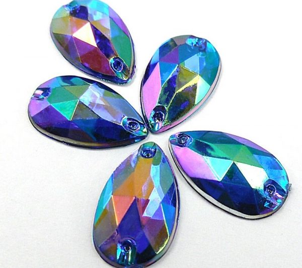 Crystal Teardrop Acrylic Rhinestones – 11X18MM – 25pcs – BLUE AB
