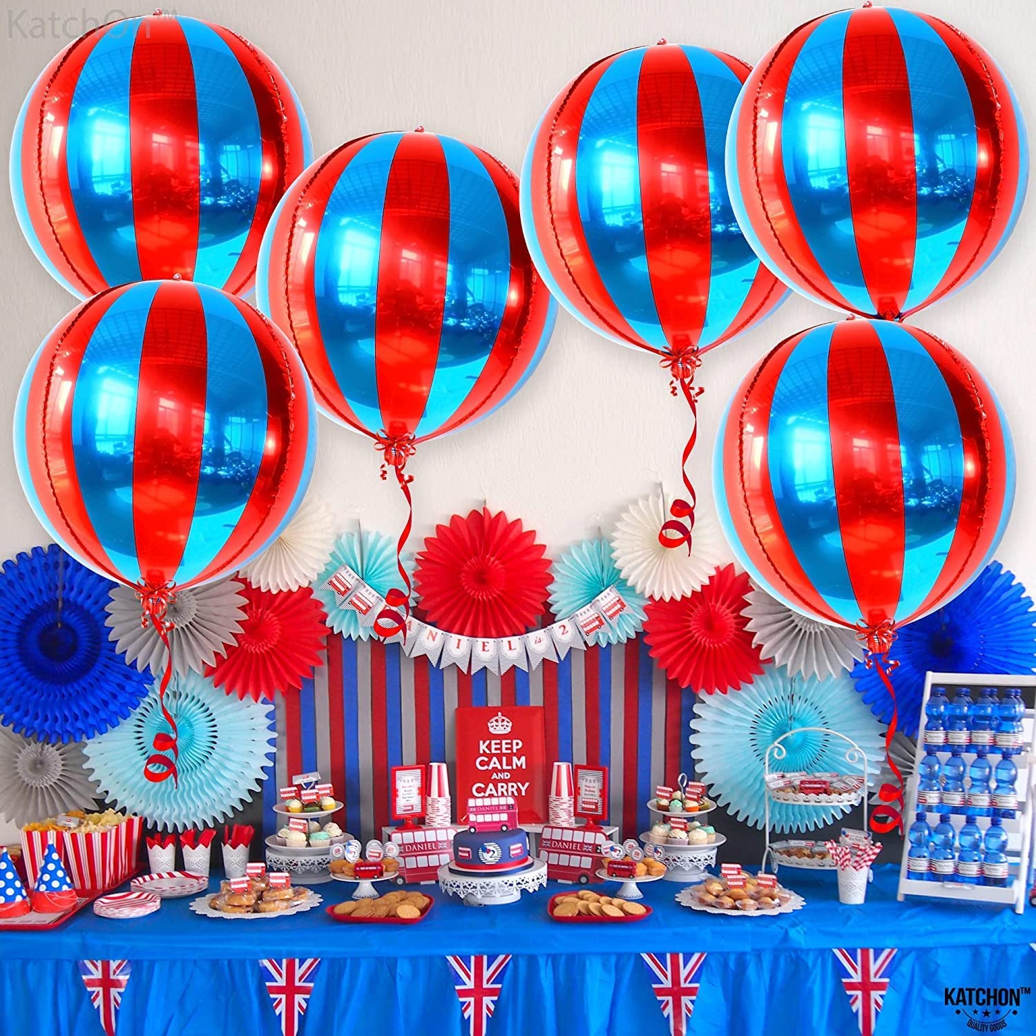 BALLOONS - Helium Balloons - 22inch 4D Red and Blue Carnival Foil Balloons - Pack of 2 - Image 7