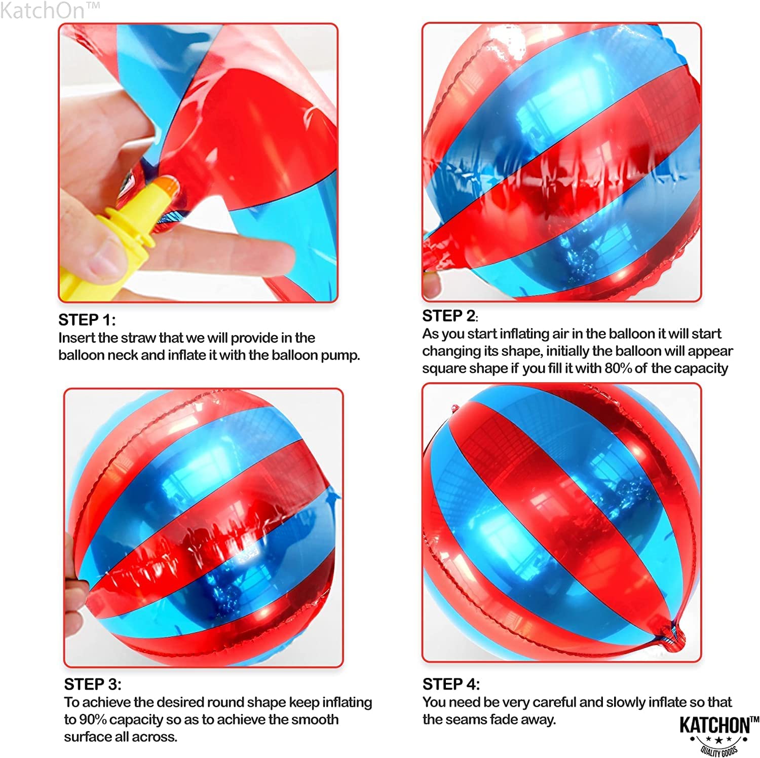 BALLOONS - Helium Balloons - 22inch 4D Red and Blue Carnival Foil Balloons - Pack of 2 - Image 4