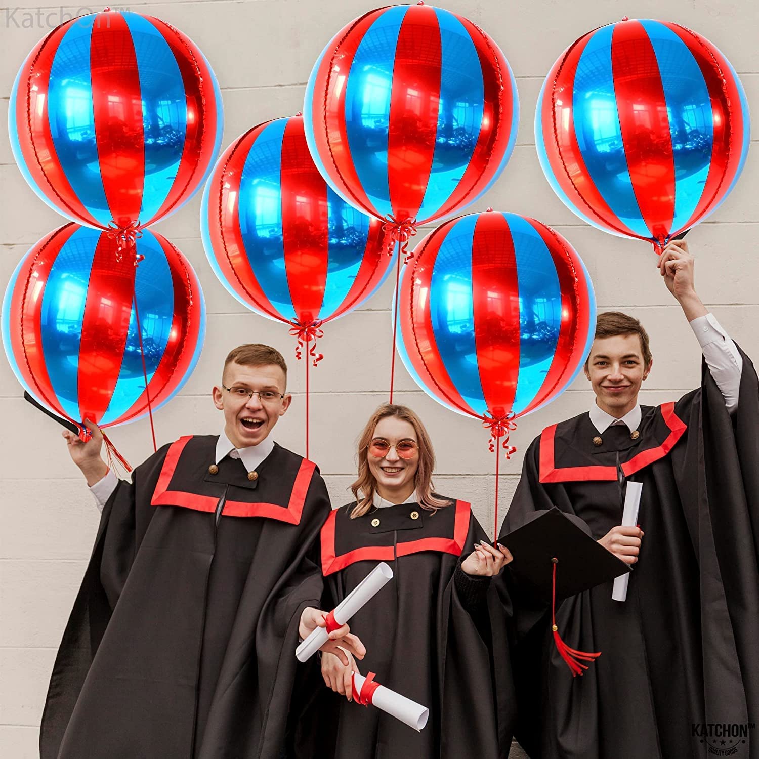 BALLOONS - Helium Balloons - 22inch 4D Red and Blue Carnival Foil Balloons - Pack of 2 - Image 2
