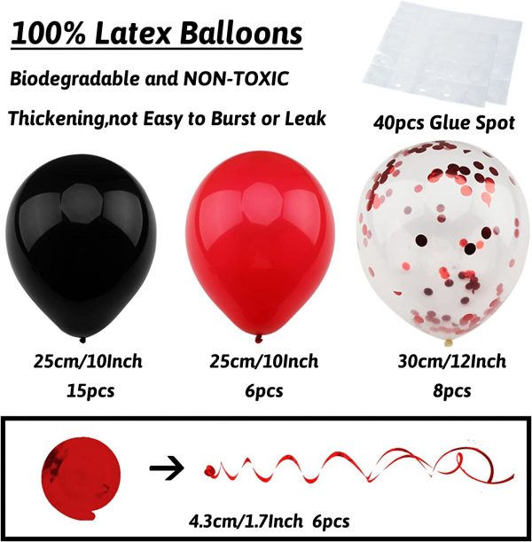 PARTY DECORATIONS - Happy Birthday Party Decorations - Black and Red Set - Image 3