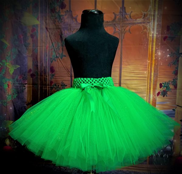 CUSTOM MADE Child tutu – Girls ELFFY GREEN Knee length fluffy sparkling Tutu. Fits up to 5yrs - Image 2