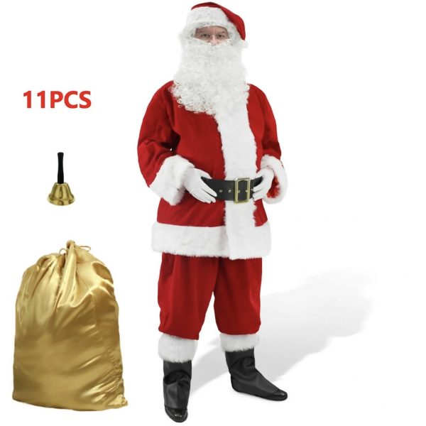 CHRISTMAS COSTUME – MEN – Adult (11pcs) Santa Claus Christmas Suit