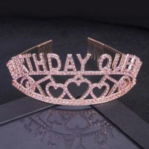 Birthday Queen Rhinestone Tiara - PINK