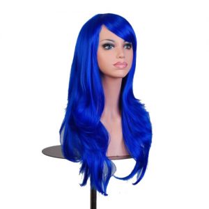 Women’s ROYAL BLUE long wavy synthetic full wig