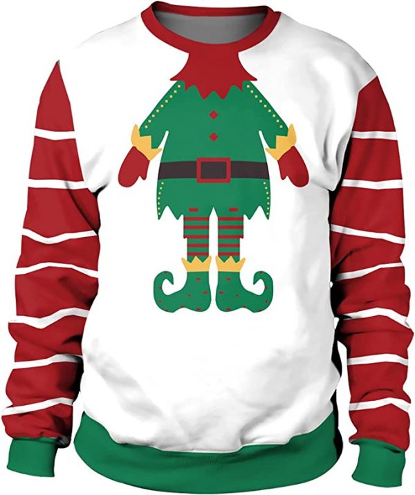Christmas Holiday Ugly Sweatshirt - Unisex 3D Digital Print Pullover Sweatshirt - ELF