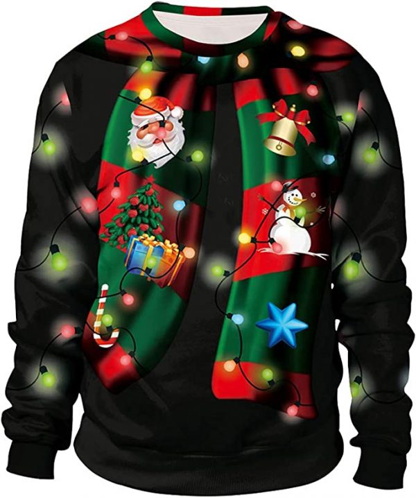 Christmas Holiday Ugly Sweatshirt - Unisex's 3D Digital Print Pullover Sweatshirt - BLACK