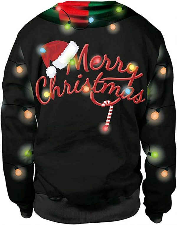 Christmas Holiday Ugly Sweatshirt - Unisex's 3D Digital Print Pullover Sweatshirt - BLACK - Image 2