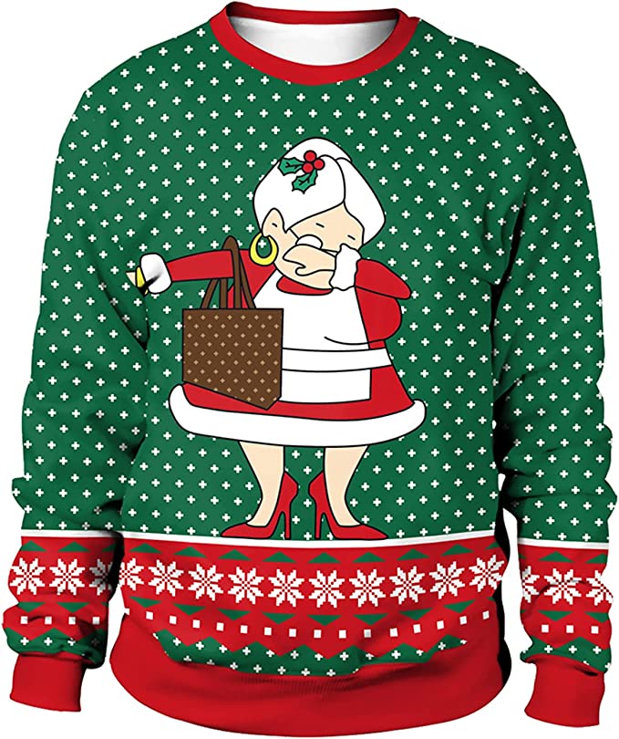Christmas Holiday Ugly Sweatshirt - Unisex's 3D Digital Print Pullover Sweatshirt - DABBING MRS CLAUS
