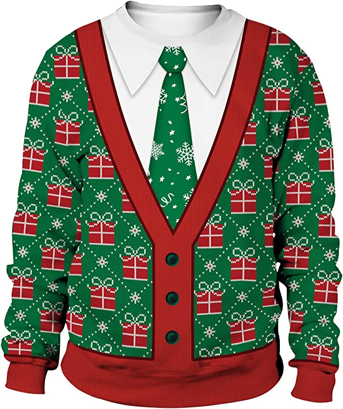 Christmas Holiday Ugly Sweatshirt - Unisex's 3D Digital Print Pullover Sweatshirt - GREEN CHRISTMAS SUIT