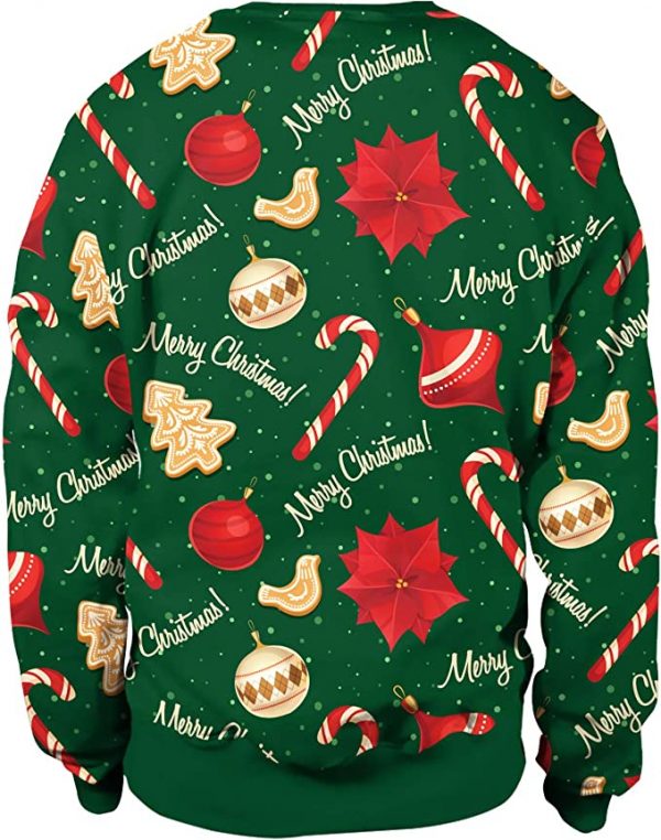 Christmas Holiday Ugly Sweatshirt - Unisex 3D Digital Print Pullover Sweatshirt - GREEN MERRY CHRISTMAS SUIT - Image 2