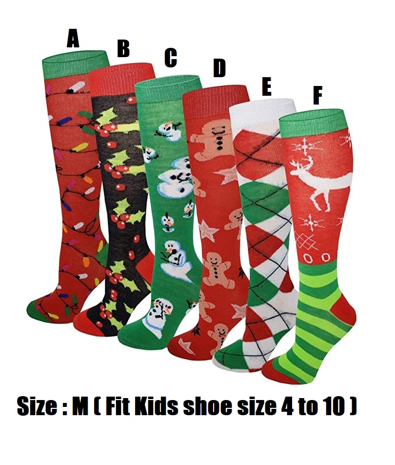 SOCKS - Kids Children's Novelty Design Knee High CHRISTMAS SOCKS