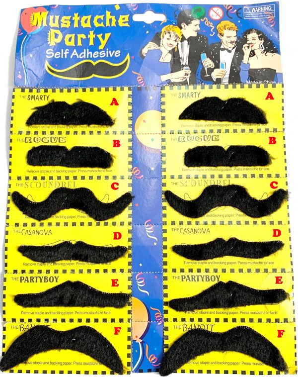 Fake Mustaches - Black MUSTACHE PARTY Self Adhesive