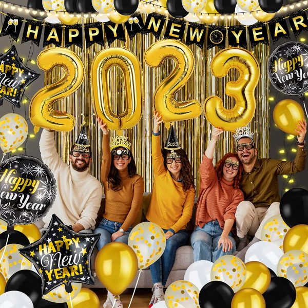 New Year's Eve - 2023, Happy New Year Party Supplies Kit - Image 3